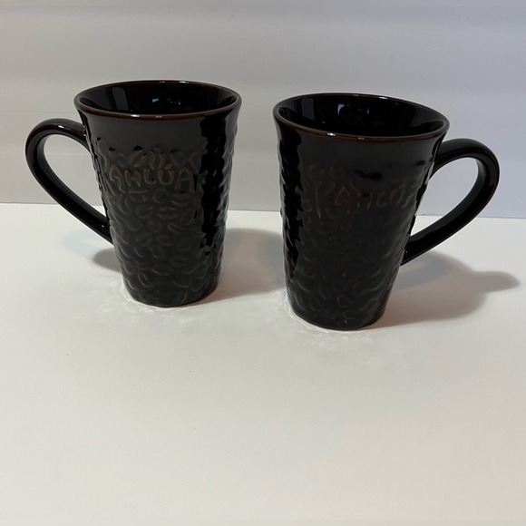 Kahlua Dark Brown Ceramic Coffee Mug With Embossed Beans Vintage Set of 2 Mugs - Picture 2 of 9